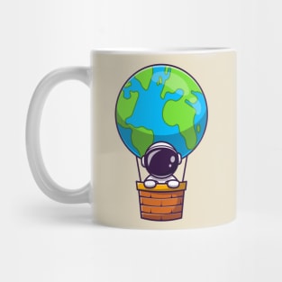 Cute Astronaut In Hot Air Balloon Earth Mug